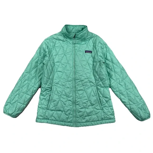 Patagonia Nano Puff Jacket Full Zip Teal Quilted Girl's XL 14 2018 Model - Picture 1 of 9